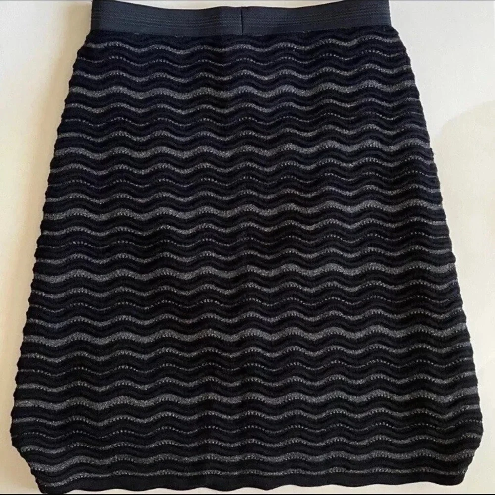 Tory Burch Women's Merino Wool Blend Textured Pencil Skirt Navy‎ Metallic XS